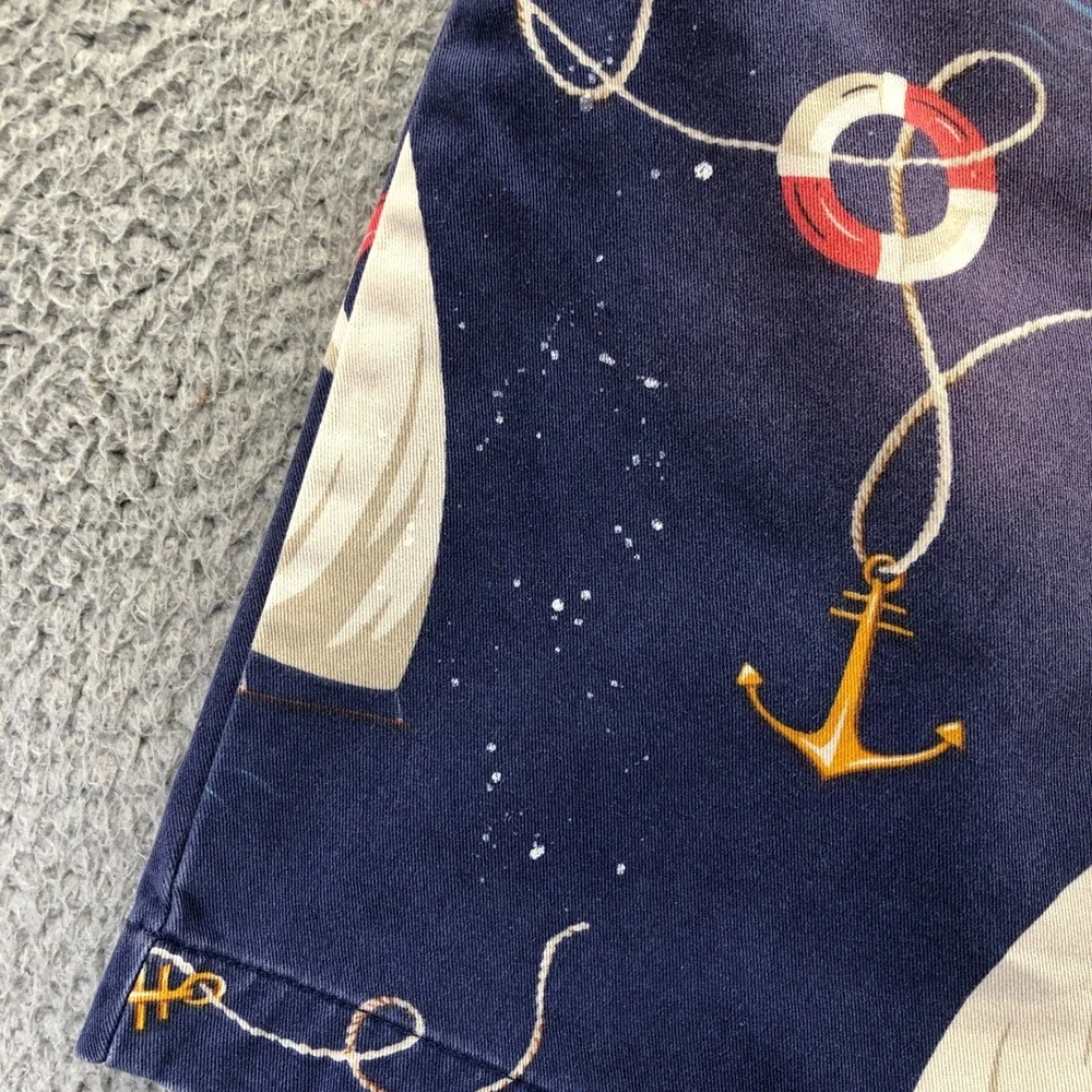 Vintage Polo Ralph Lauren Shorts Men 36 Sailboat AOP Distressed Novelty Chino